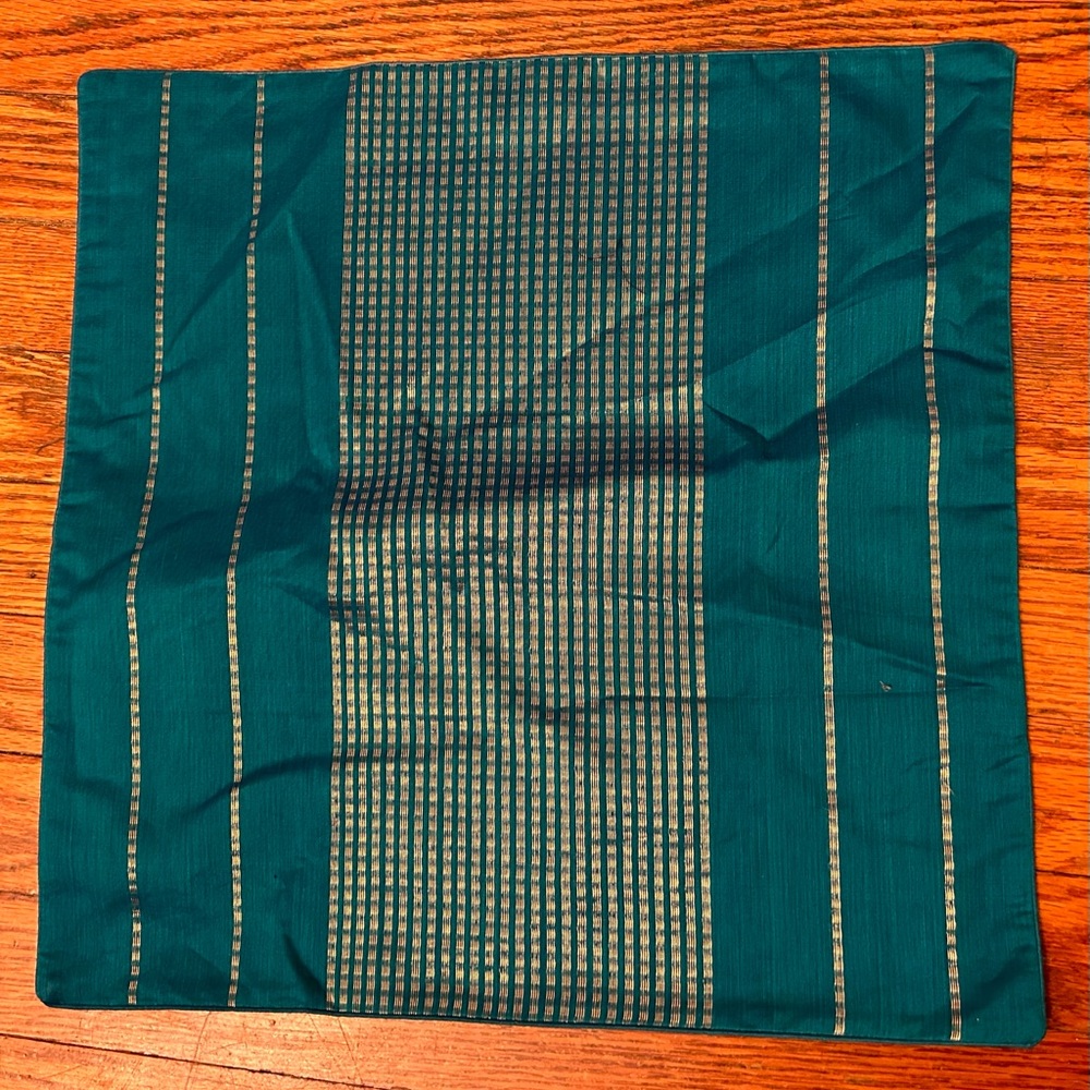 Teal iridescent pillow cover